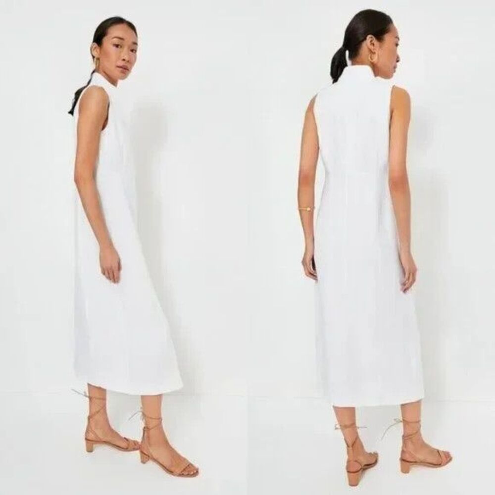 Tuckernuck White Leighton Sleeveless Linen Midi Dress Button Front NWT - Picture 3 of 15